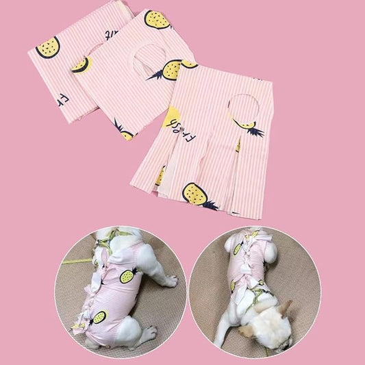 Breathable Cat Recovery Suit, Post-Surgery Onesie for Cats, E-Collar Alternative, Anti-Licking, Ideal for Abdominal Wounds, Skin Diseases & Neutering (Pineapple, M) LogFaadCoi