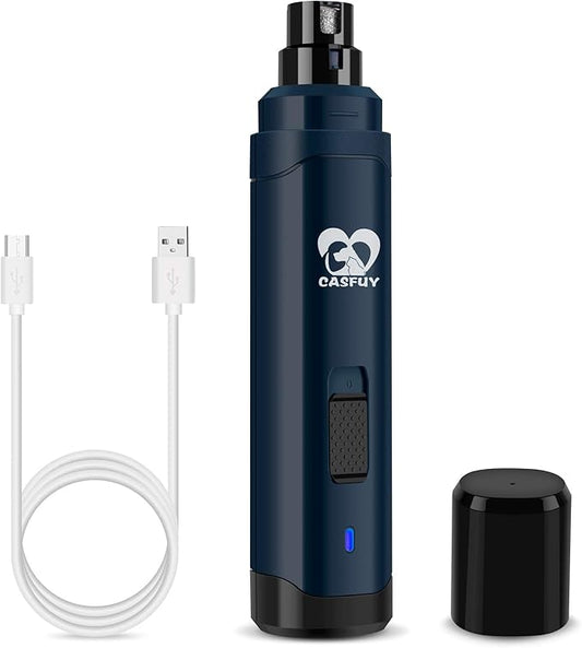 Casfuy Dog Nail Grinder Upgraded - Professional 2-Speed Electric Rechargeable Pet Nail Trimmer Painless Paws Grooming & Smoothing for Small Medium Large Dogs & Cats (Dark Blue) - PAWPICO