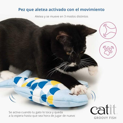 Catit Groovy Fish Interactive Cat Toy with Catnip, Pink (Pack of 4) - PAWPICO