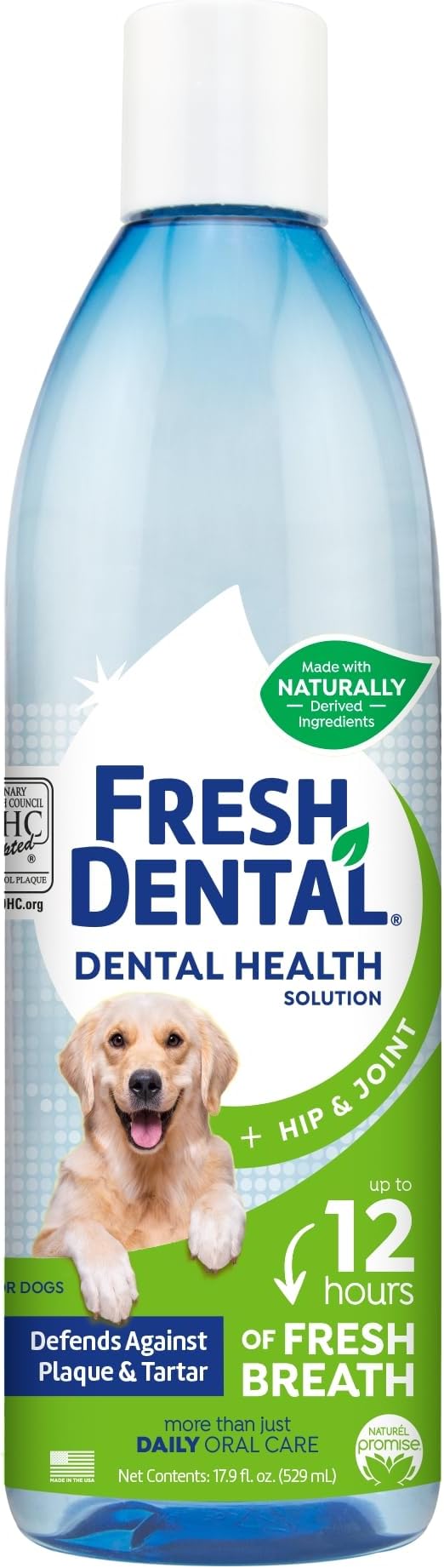 Naturel Promise Fresh Dental Hip & Joint Water Additive Dog Breath Freshener for Dogs, 17.9oz Bottle NaturelPromise