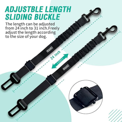 COOYOO Dog Seat Belt,3 Piece Set Retractable Dog Car Harness Adjustable Dog Seat Belt for Vehicle Nylon Pet Safety Seat Belts Heavy Duty & Elastic - PAWPICO