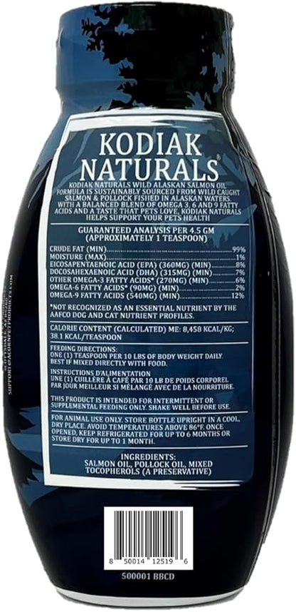 8oz Wild Alaskan Salmon Oil Formula for Dogs & Cats, a Balanced Blend of Pure Fish Oils with EPA and DHA from Wild-Caught Fish. Support for Skin & Coat, Joints, and Immune Health KODIAKNATURALSSALMONOIL
