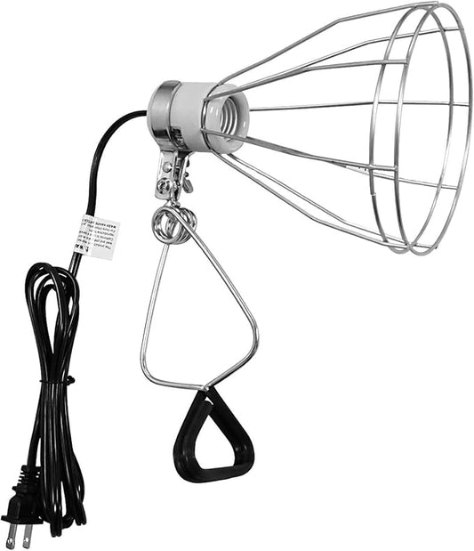 Simple Deluxe Clamp Lamp Light with Steel Cage Wire Grillup To 250W E26 Socket (No Bulb Included) 6' Cord, Silver SimpleDeluxe
