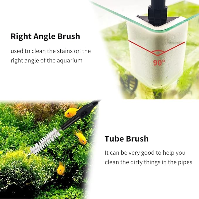 Fish Tank Cleaning Tools, 6 in 1 Aquarium Cleaning Tools, Fish Tank Cleaner with Adjustable Long Telescopic Handle,Multifunction Aquarium Cleaner for Saltwater Freshwater Fish Tank Cleaning Kit SVECKE