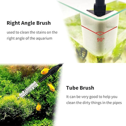 Fish Tank Cleaning Tools, 6 in 1 Aquarium Cleaning Tools, Fish Tank Cleaner with Adjustable Long Telescopic Handle,Multifunction Aquarium Cleaner for Saltwater Freshwater Fish Tank Cleaning Kit SVECKE