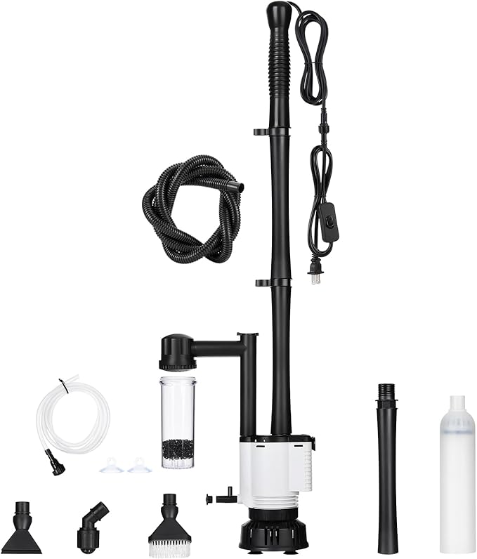 AQQA Fish Tank Cleaner,8-in-1 Electric Aquarium Gravel Vacuum,Clean Sewage+Wash Gravel Sand+Suction Stool+Filter+Water Changer+Water+Water Circulation+Dissolved Oxygen for Turtle Fish Tank 30W/480GPH AQQA