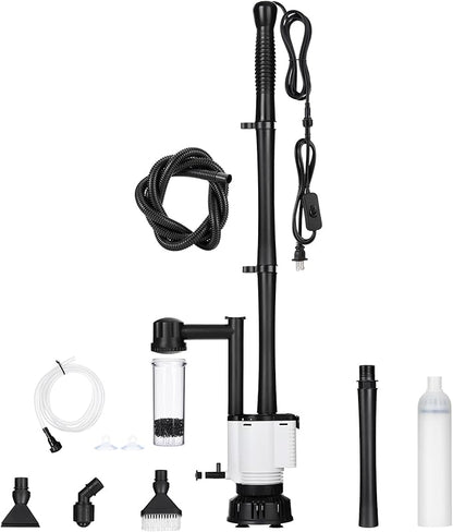 AQQA Fish Tank Cleaner,8-in-1 Electric Aquarium Gravel Vacuum,Clean Sewage+Wash Gravel Sand+Suction Stool+Filter+Water Changer+Water+Water Circulation+Dissolved Oxygen for Turtle Fish Tank 30W/480GPH AQQA