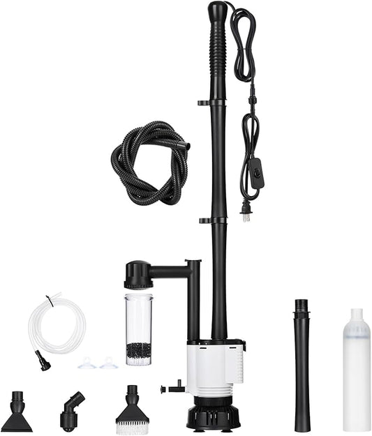 AQQA Fish Tank Cleaner,8-in-1 Electric Aquarium Gravel Vacuum,Clean Sewage+Wash Gravel Sand+Suction Stool+Filter+Water Changer+Water+Water Circulation+Dissolved Oxygen for Turtle Fish Tank 30W/480GPH AQQA