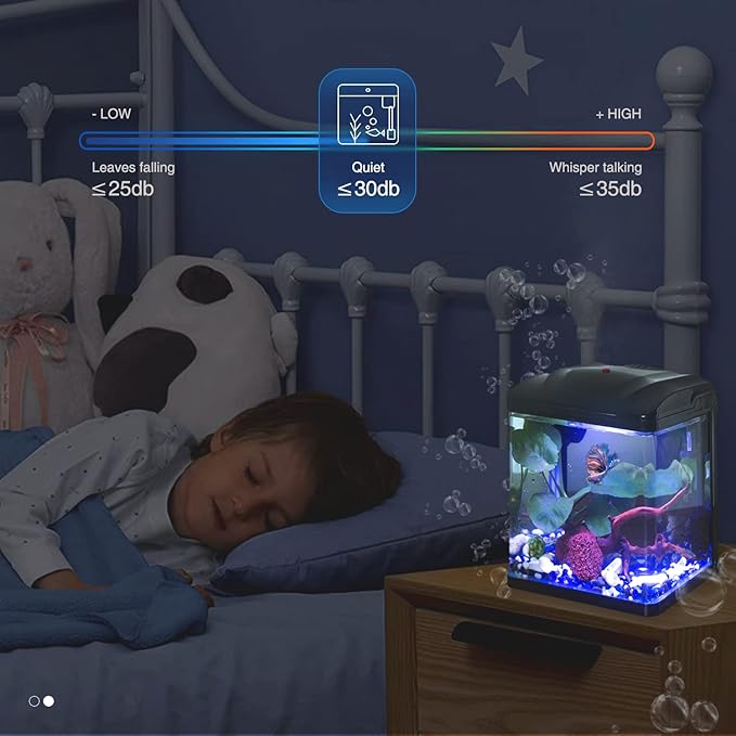 Betta Fish Tank, 2 Gallon Glass Aquarium, Small Fish Tank with Filter and LED Plant Light, Betta Shrimp Guppy Jellyfish Starter Kit Self-Cleaning Tank, Ultra Quiet Decoration Kids Room Gift TARARIUM