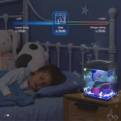 Betta Fish Tank, 2 Gallon Glass Aquarium, Small Fish Tank with Filter and LED Plant Light, Betta Shrimp Guppy Jellyfish Starter Kit Self-Cleaning Tank, Ultra Quiet Decoration Kids Room Gift TARARIUM