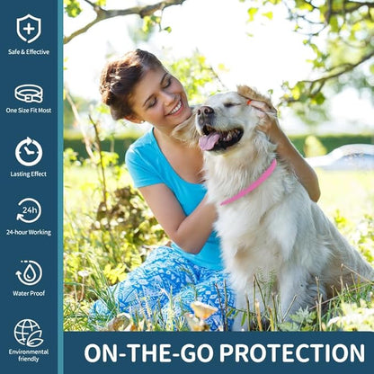 VICSOM 4 Pack Flea Collar for Dogs, Flea and Tick Collar for Dogs, 32 Months Flea and Tick Prevention for Dogs, Dog Flea and Tick Treatment, Water-Resistant & Adjustable Dog Flea Collar - Pink VICSOM