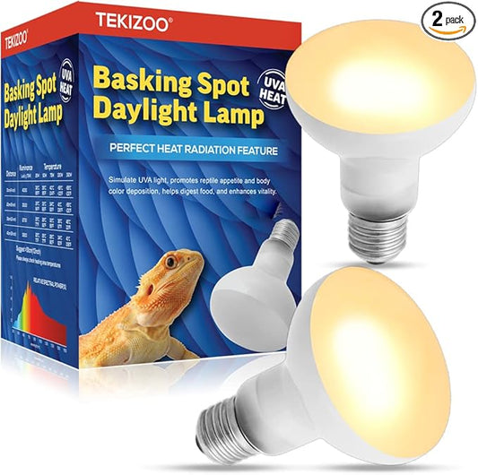 Heat Lamp Bulbs Reptile Basking Light Spot Daylight for Bearded Dragon,Lizard,Tortoise,Amphibian 75W(2 Pack) TEKIZOO