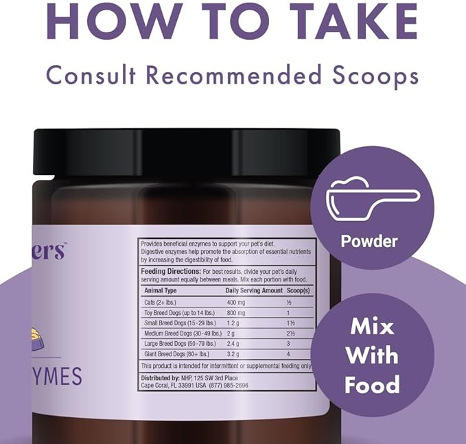 Bark & Whiskers Digestive Enzymes Kibble Diet, for Dogs & Cats, 4.23 oz. (120 g), 150 Scoops, Promotes Carb & Starch Breakdown, Veterinarian Formulated, Non-GMO, Dr. Mercola DrMercola