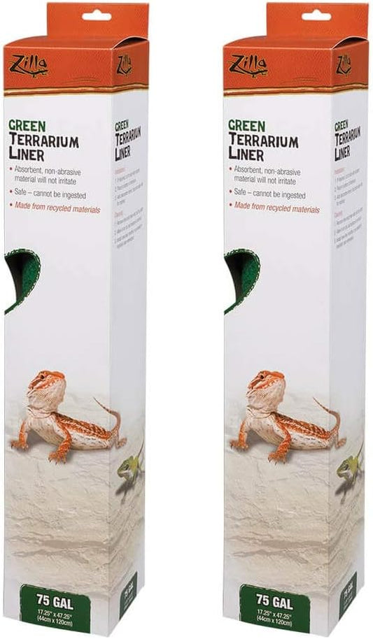 (2 Pack) Zilla Reptile Terrarium Bedding Substrate Liner, Green, 75 Gallon Zilla