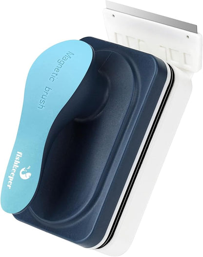 Aquarium Magnetic Glass Cleaner, Fish Tank Algae Magnet Cleaning Tool with Algae Scraper for Glass Aquariums Tank, Floating Scrubber Brush, 2 Detachable Scrapers, Small fishkeeper