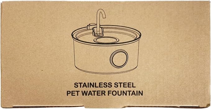 Cat Water Fountain Stainless Steel - Dog Automatic Waterer Bowl - Auto Pet Dispenser - Small Pets Drinking Waterer Indoor - Auto Dish Animal Fountains - 108oz/3.2L Metal Self Kitty Watering Supplies - PAWPICO