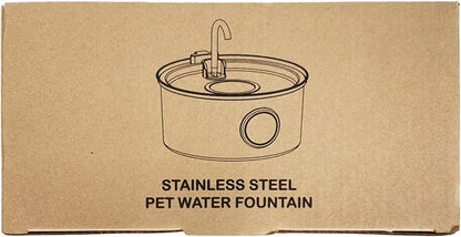 Cat Water Fountain Stainless Steel - Dog Automatic Waterer Bowl - Auto Pet Dispenser - Small Pets Drinking Waterer Indoor - Auto Dish Animal Fountains - 108oz/3.2L Metal Self Kitty Watering Supplies - PAWPICO