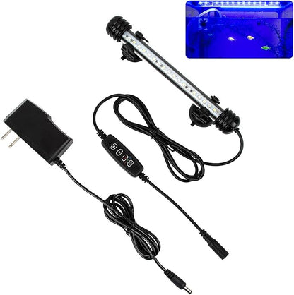 iKefe 7.5" White & Blue Submersible LED Aquarium Fish Tank Light with Timer/Dimmable Underwater Fish Tank Aquarium LED Lights Fixture for Saltwater Freshwater Fish, Plant Grow, Coral Reef Decorations iKefe