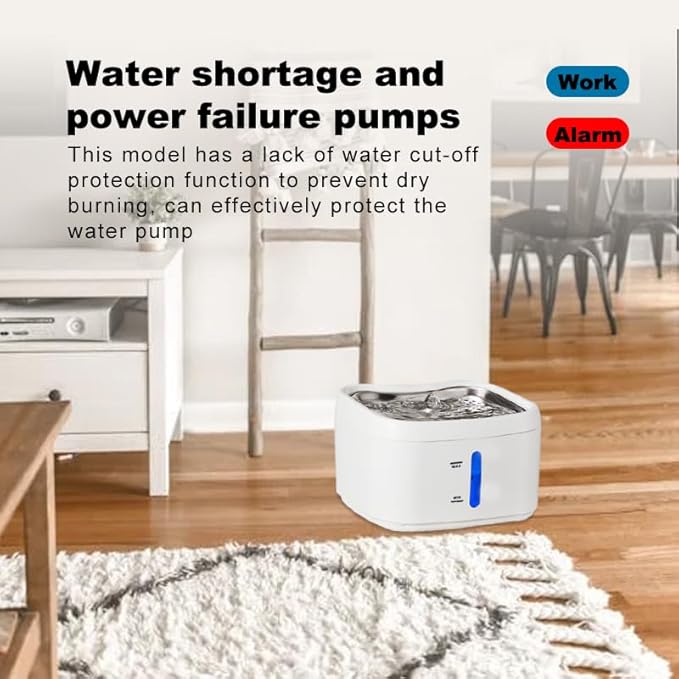 Meill Cat Water Fountain Stainless Steel, 85oz/2.5L Wireless Pet Fountain Battery Operated, 220° Automatic Sensing Circulating Dog Drinking Dispenser, Silent Pump for Indoor Use, Easy to Clean, White - PAWPICO