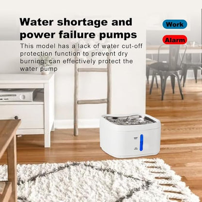 Meill Cat Water Fountain Stainless Steel, 85oz/2.5L Wireless Pet Fountain Battery Operated, 220° Automatic Sensing Circulating Dog Drinking Dispenser, Silent Pump for Indoor Use, Easy to Clean, White - PAWPICO