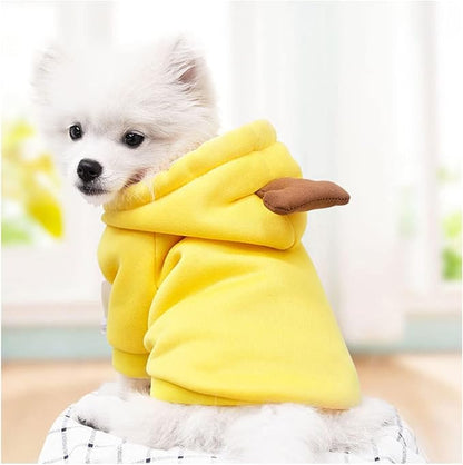 Warm Dog Winter Clothes Cute Fruit Dog Coat Hoodies Fleece Pet Dogs Costume Jacket for French Bulldog Chihuahua Ropa para Perro(Yellow,M) - PAWPICO