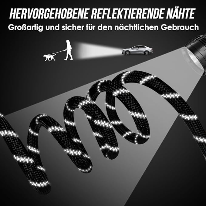 Lukovee Hands Free Dog Leash, 10FT Adjustable Dog Training Leash 1/2 Inch Nylon Heavy Duty Lead No Pull for Large Medium Dogs, Tangle Free Reflective Waist Leash for Dog Walking Running, Black - PAWPICO