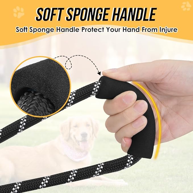 Lukovee Hands Free Dog Leash, 10FT Adjustable Dog Training Leash 1/2 Inch Nylon Heavy Duty Lead No Pull for Large Medium Dogs, Tangle Free Reflective Waist Leash for Dog Walking Running, Black Lukovee