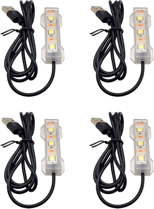 Flylin 4PCs 5V USB Aquarium Light, Smal Decoration LED Lighting Lamp, Aquarium Water Plant Light for Desktop Fish Tank Indoor Water Garden (White) Flylin