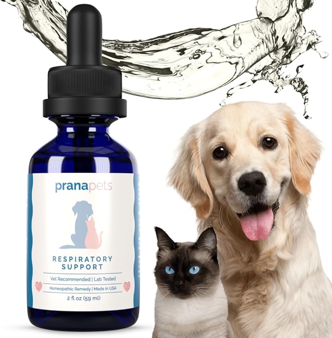 PranaPets Respiratory Support Supplement for Dogs & Cats | Naturally Promotes Optimal Respiratory Function in Pets | Safely aids with Symptoms of Seasonal Allergies PranaPets-HerbalRemedies