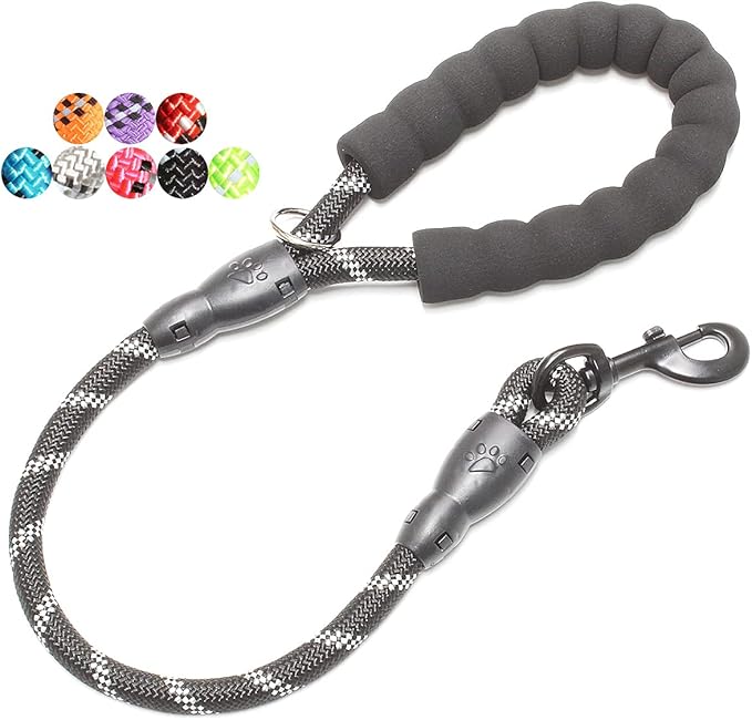 BAAPET 2/4/5/6 FT Dog Leash with Comfortable Padded Handle and Highly Reflective Threads for Small Medium and Large Dogs (2FT-1/2'', Black) BAAPET