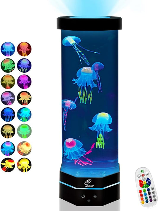 Lightahead LED Fantasy Jellyfish Lamp with Color Changing Light Effects. A Sensory Synthetic Fish Tank Aquarium Mood Lamp. Large (15 Inches Tall) Lightahead%C2%AE