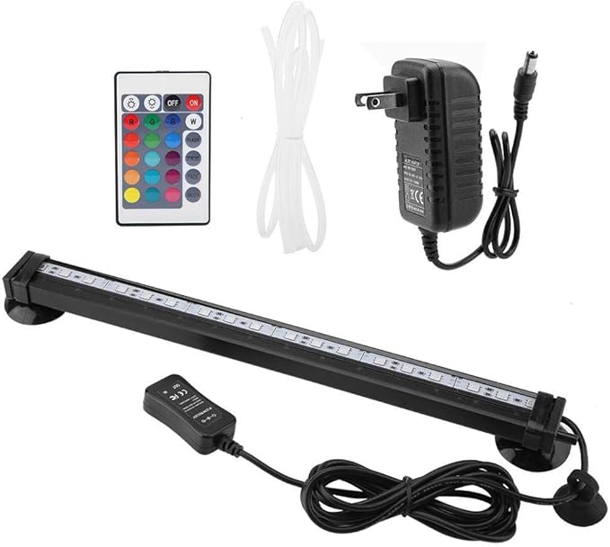 TOPINCN LED Aquarium Light Fish Tank Bubble Light Underwater Led Light with Remote Control + Manual Color Change - Highlight Colorful Aquarium Light Kit(US Plug)(31cm) TOPINCN