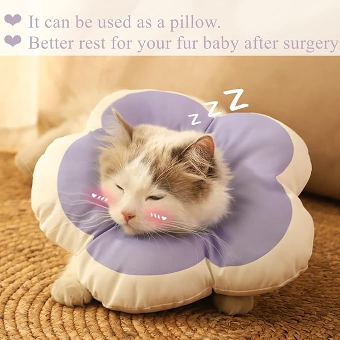 Soft Cat Cone E Collar Adjustable Waterproof Purple Flower Elizabethan Collar Collar Cone for Cats Small Dogs Kitten Puppy After Surgery Prevent Licking(Purple,Small) LAVVICHA