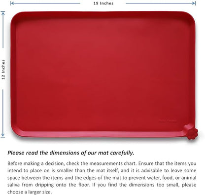 Hoki Found Silicone Pet Food Mats Tray - Non Slip Pet Dog Cat Bowl Mats Placemat - Dog Pet Cat Feeding Mat - Waterproof Dog Cat Food Mats -Pet Water Mats for Floors -Classic Red - PAWPICO
