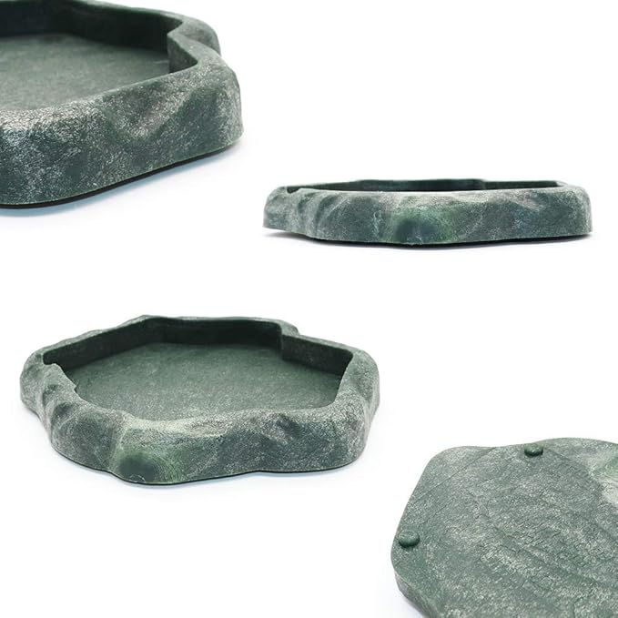 SLSON Reptile Feeder Terraium Bowl Plastic Shallow Reptile Feeder for Food and Water Feeding Dish for Lizard Gecko Bearded Dragon SLSON