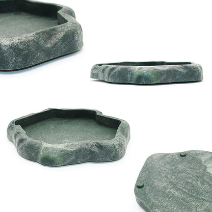 SLSON Reptile Feeder Terraium Bowl Plastic Shallow Reptile Feeder for Food and Water Feeding Dish for Lizard Gecko Bearded Dragon SLSON