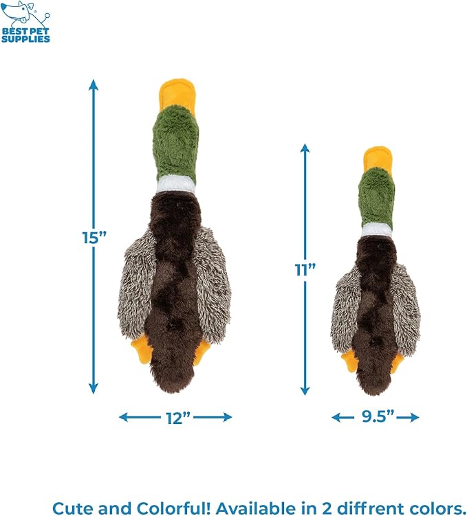 Best Pet Supplies Interactive Mallard Mates Dog Toy with Crinkle and Squeaky Enrichment for Small and Medium Breed Puppies or Dogs, Cute and Plush - Mallard Duck (Brown), Medium - PAWPICO