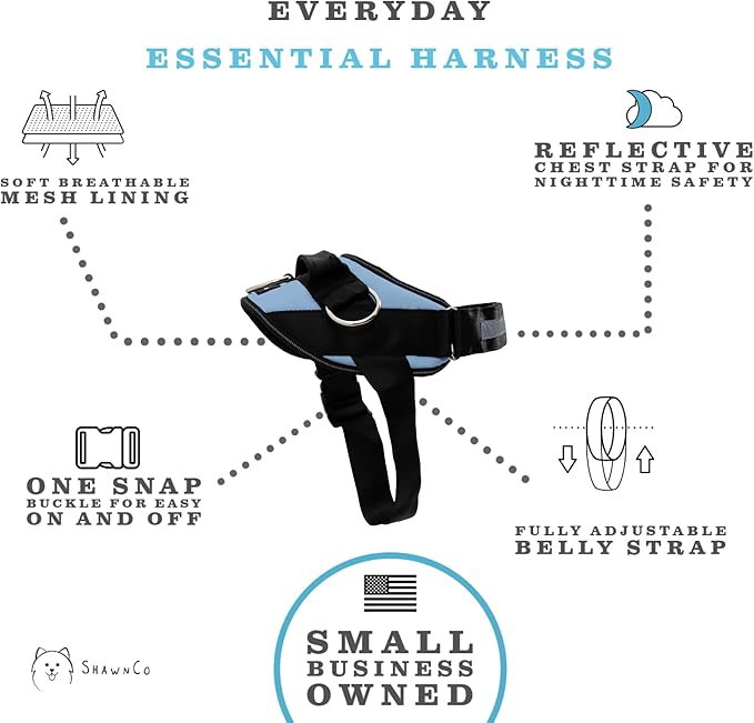 ShawnCo Essential Dog Harness, No-Pull Pet Vest with 3 Leash Clips, No Choke, Reflective, Adjustable and Padded, for Easy Walking and Training for Small, Medium and Large Dogs (Moonglow, XL) SHAWNCO