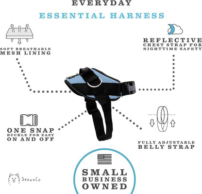 ShawnCo Essential Dog Harness, No-Pull Pet Vest with 3 Leash Clips, No Choke, Reflective, Adjustable and Padded, for Easy Walking and Training for Small, Medium and Large Dogs (Moonglow, XL) SHAWNCO