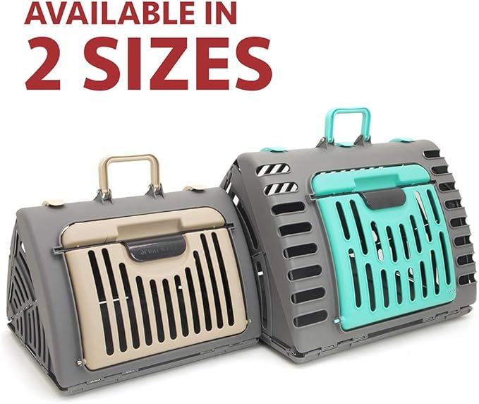 Sport Pet Designs Foldable Travel Cat Carrier - Front Door Plastic Collapsible Carrier Collection, Waterproof Bed - PAWPICO
