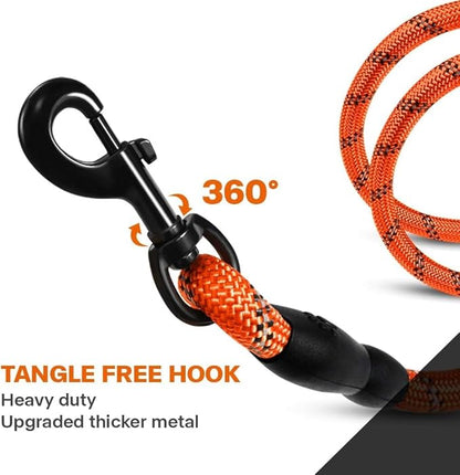 Taglory Rope Dog Leash 5 FT with Comfortable Padded Handle, Highly Reflective Threads Leash for Small Dogs, 3/8 inch, Orange Taglory