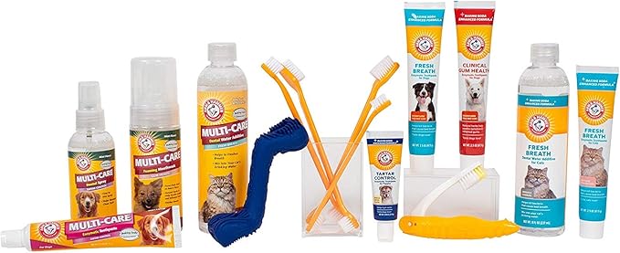 Arm & Hammer for Pets Tartar Control Kit for Dogs | Contains Toothpaste, Toothbrush & Fingerbrush | Reduces Plaque & Tartar Buildup | Safe for Puppies, 3-Piece , Beef Flavor CompanyofAnimals