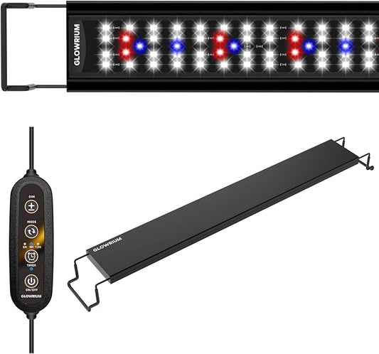 GLOWRIUM Aquarium Light, LED Full Spectrum Freshwater Fish Tank, Daylight/Moonlight Mode and infinitely dimmable, Fish Tank Light with auto-on/Off Timer (24-29 in) GLOWRIUM