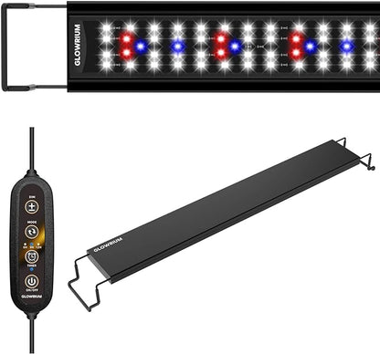 GLOWRIUM Aquarium Light, LED Full Spectrum Freshwater Fish Tank, Daylight/Moonlight Mode and infinitely dimmable, Fish Tank Light with auto-on/Off Timer (30-35 in) GLOWRIUM