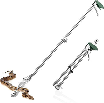 60“ Snake Tongs Collapsible Grabber, Professional Reptile Snake Catcher Wide Jaw Handling Tool, Stainless Steel Snake Hook GYORGKSHI