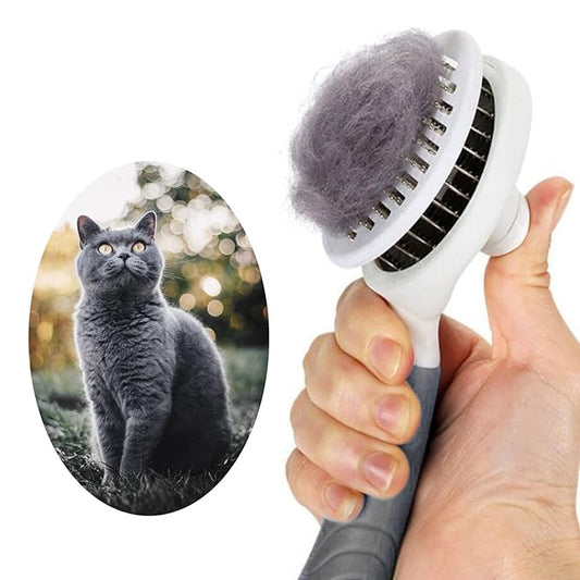 Cat Self Cleaning Slicker Brush, Pets Skin Friendly Cat Brush for Dogs Cats Grooming Brush Tool Easy to Remove Loose Undercoat, Mats Tangled Hair Slicker Massage Cats Dogs Brush - Upgraded - PAWPICO