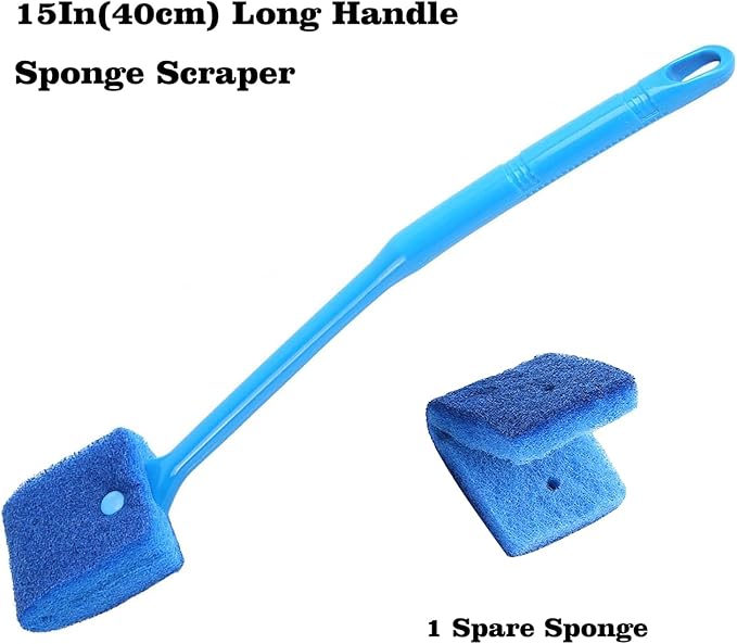 Carefree Fish Aquarium Gravel Cleaner 30In Fish Tank Water Changer Sand Vacuum with 37In Water Pipe Skimmer Net and Long Handle Sponge Alage Scraper Bewatermyfriend