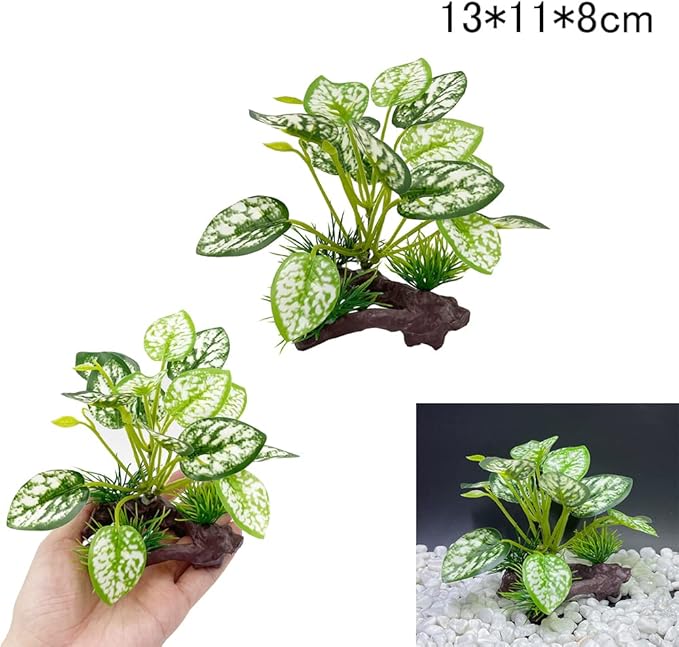 Smoothedo-Pets Fish Tank Decoration Aquarium Decoration 3 Pieces Ornament Betta Silk Leaf Cushion Hammock Artificial Driftwood Cave Goldfish Bowl Accessories (Mixed Leaf Set-G) EnvironmentFriendlyArtificialPlasticPlantAquariumDecoration