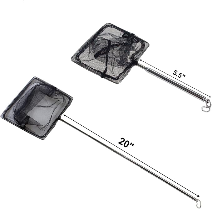 AQUANEAT Fish Net Aquarium,Fish Tank Net,Aquarium Net with Extendable Long Handle (8 Inch) Aquaneat