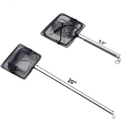 AQUANEAT Fish Net Aquarium,Fish Tank Net,Aquarium Net with Extendable Long Handle (8 Inch) Aquaneat